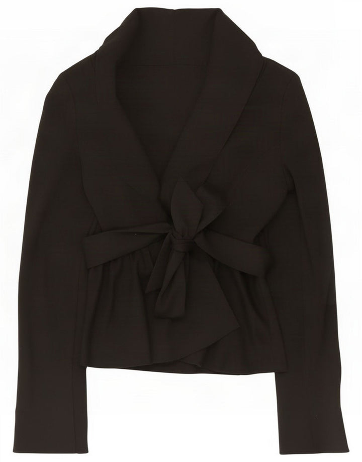 Zara Damen Wickelblazer Jacke UK 14 Große schwarze Baumwolle