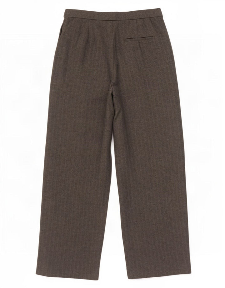 Zara Damen-Hose mit lockerer Passform, Größe M, W30, L30, graues Fischgrätenmuster aus Polyester