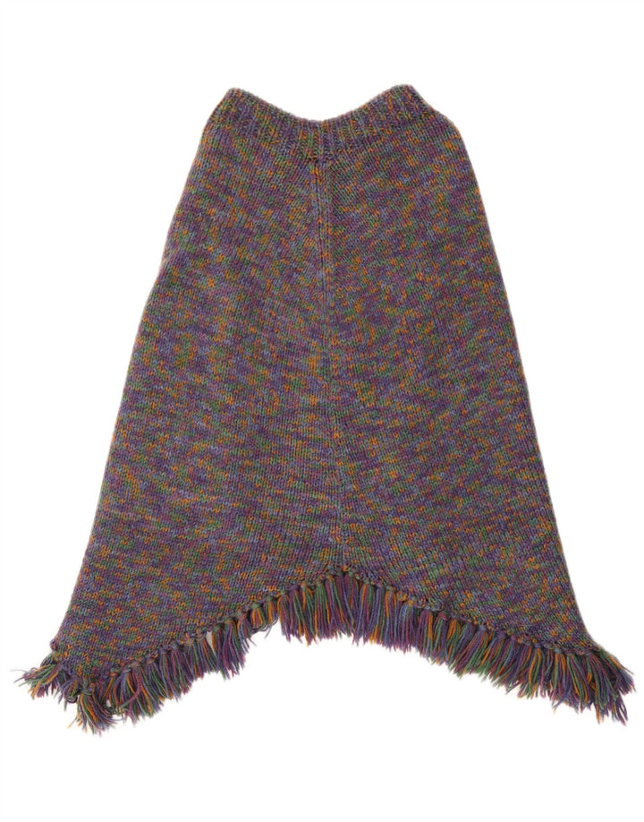 Vintage Damen Poncho Pullover UK 14 Groß Mehrfarbig gefleckt