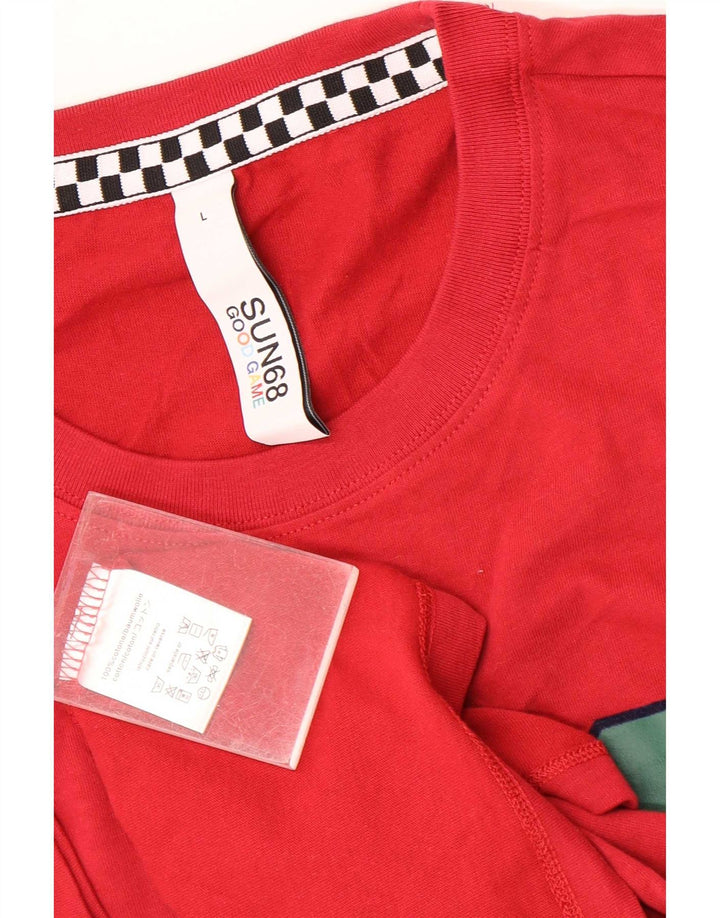 Sun68 Herren-T-Shirt mit Grafik, groß, aus roter Baumwolle