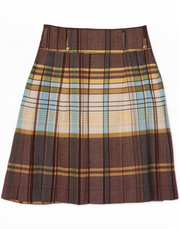 Zara Damen Wickelrock Small W26 Braun kariertes Leinen