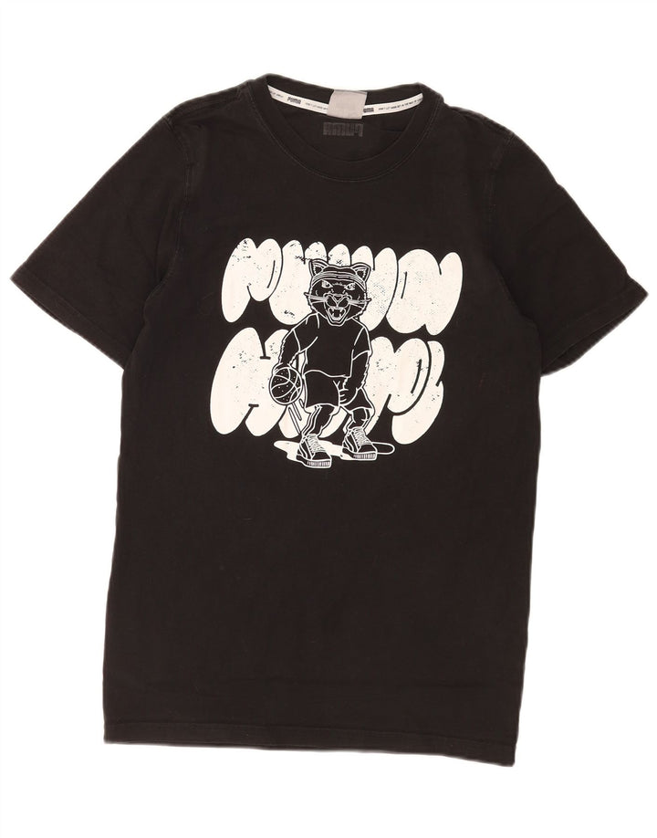Puma Herren Grafik T-Shirt Top Small Schwarz Baumwolle