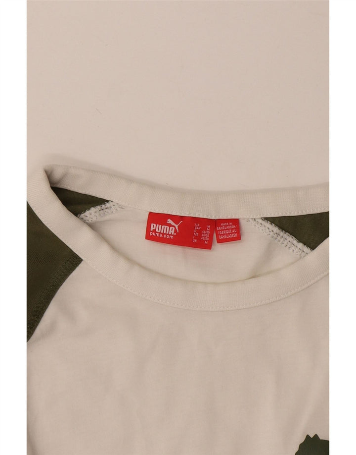 Puma Herren Grafik-T-Shirt Langarm Mittelweiß Farbblock