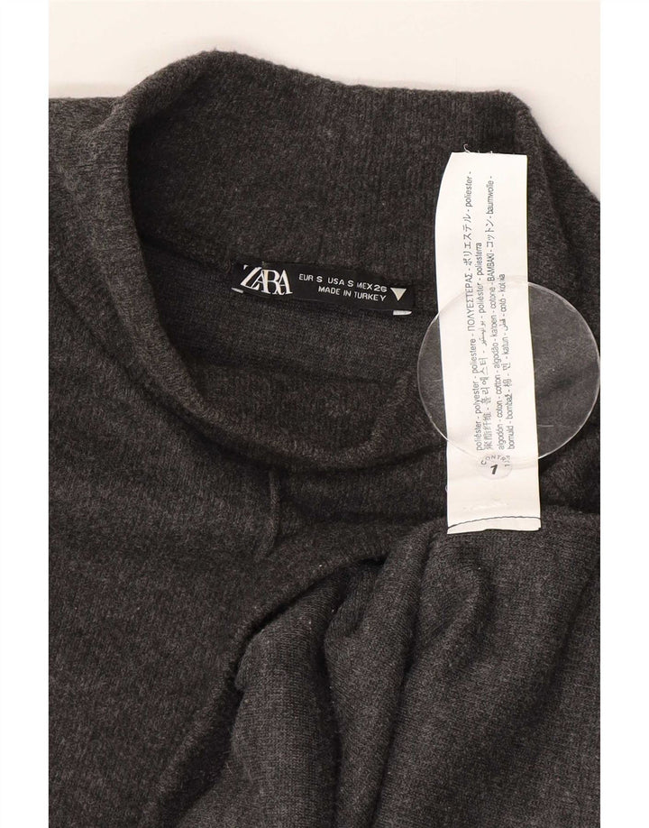 Zara Damen-Pulloverkleid mit kurzen Ärmeln, Gr. 10, Größe S, Grau, Polyester