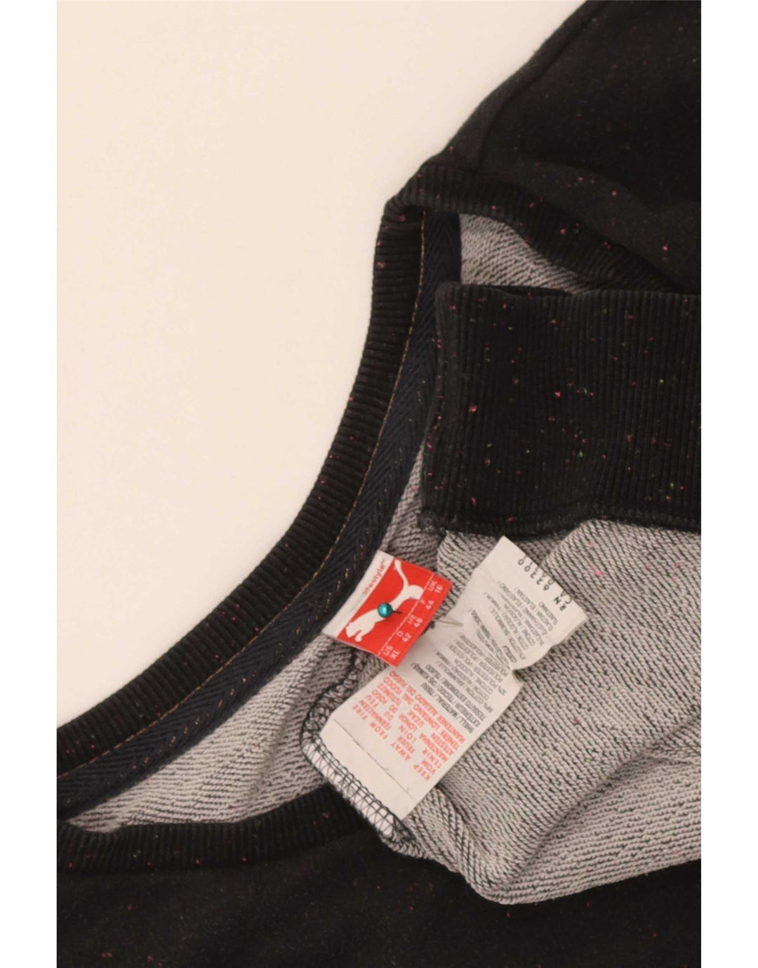 Puma Damen-Sweatshirt in Übergröße, Gr. 16, Größe L, schwarz gefleckte Baumwolle