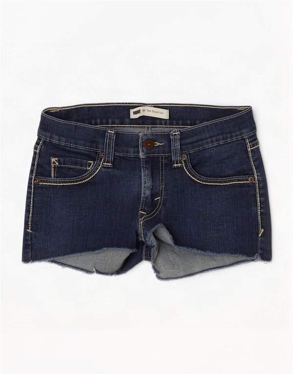 Levi's Damen 524 Super Low Denim Shorts US 3 Small W26 Marineblaue Baumwolle