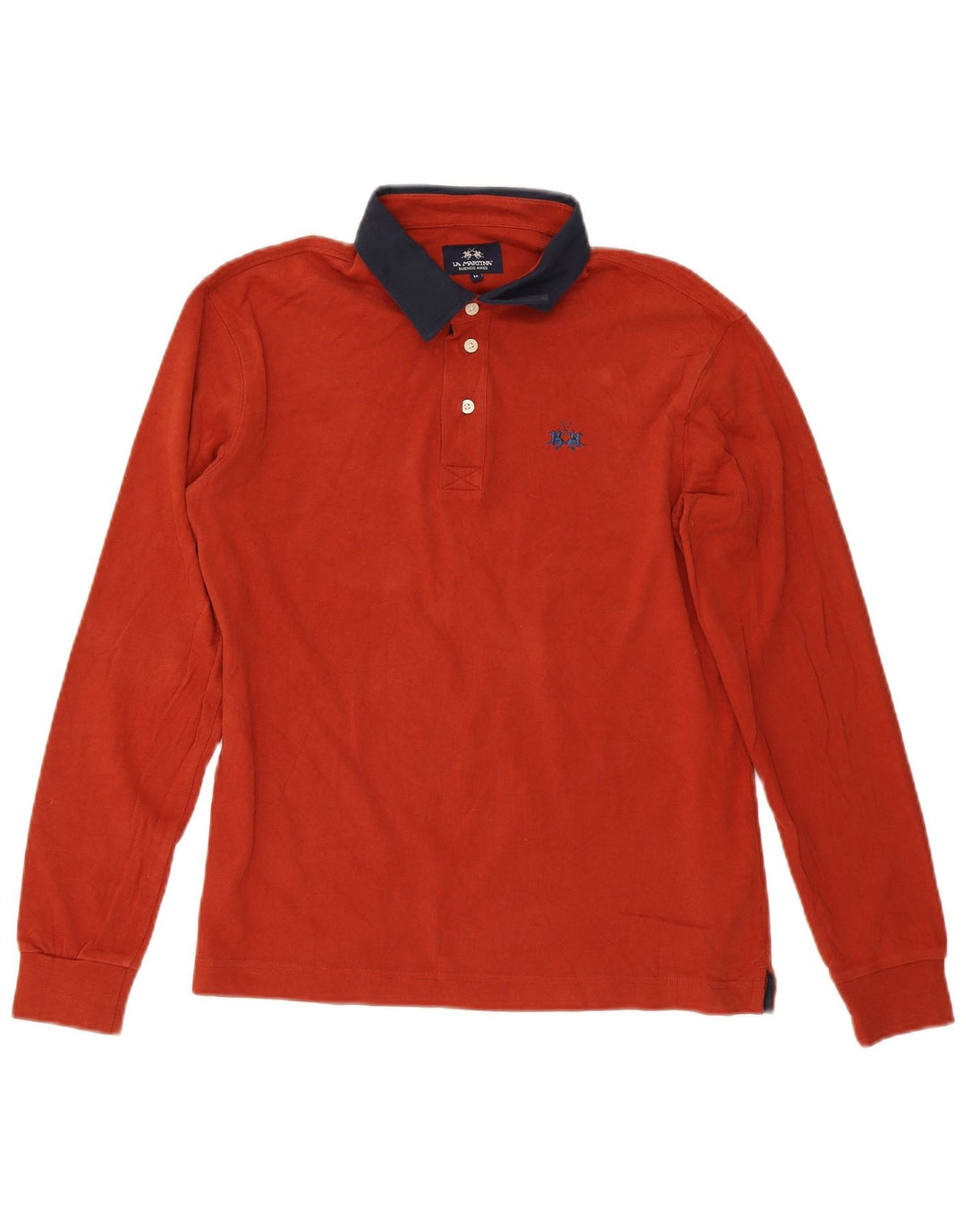 La Martina Herren-Langarm-Poloshirt aus mittelroter Baumwolle