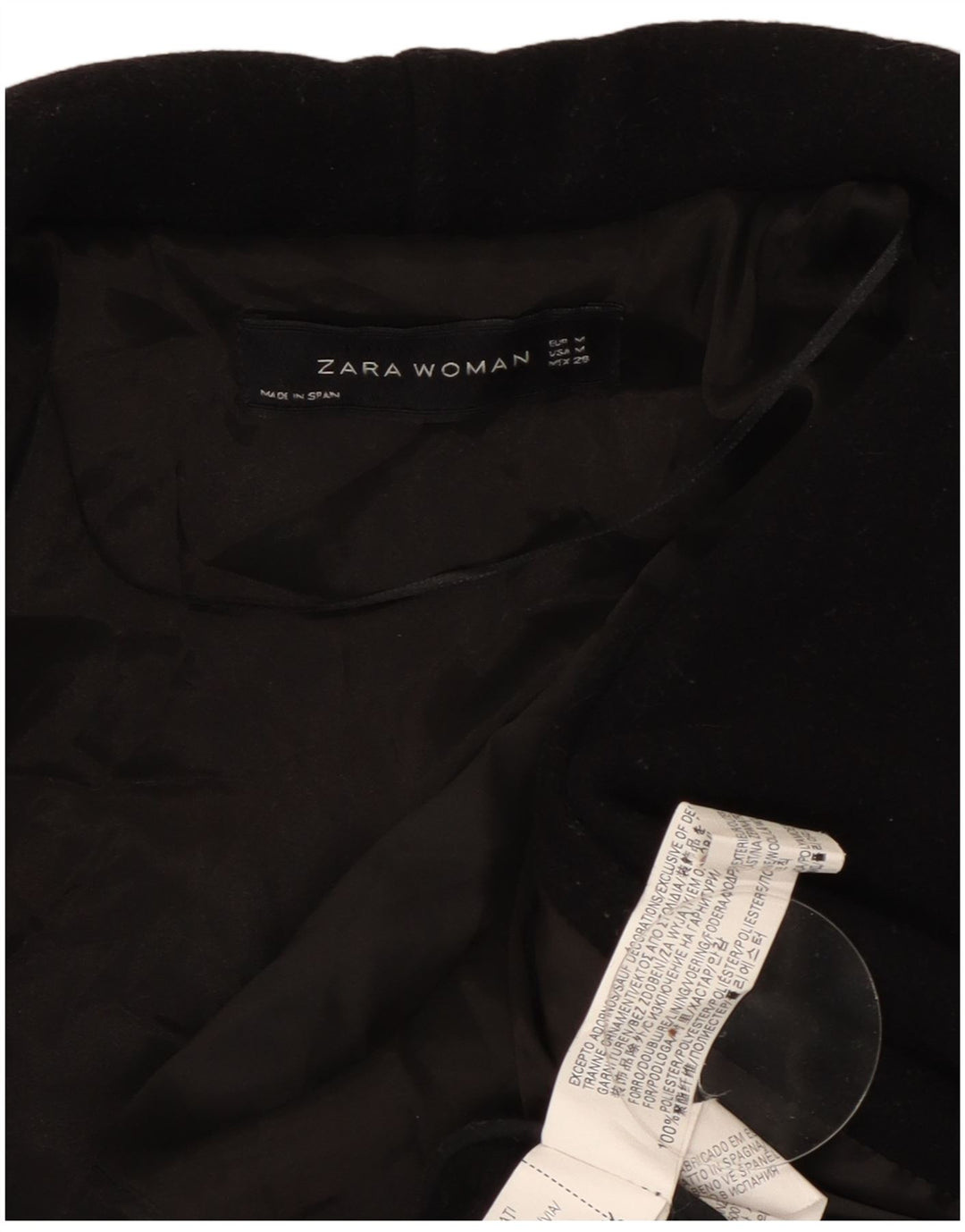 Zara Womens Open Overcoat UK 14 Mittelschwarzes Polyester
