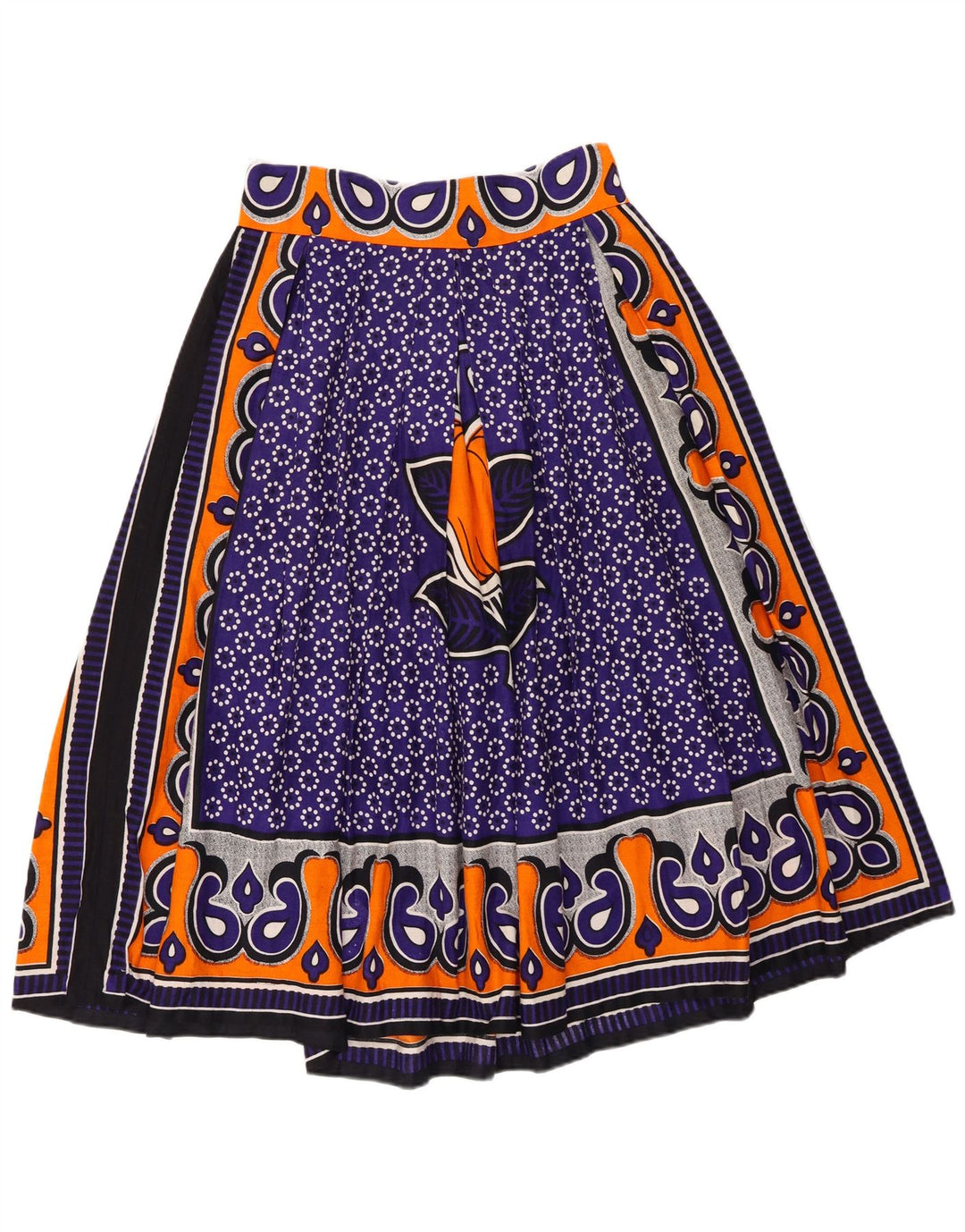 Vintage Damen grafischer A-Linienrock W28 Mittellila geblümt