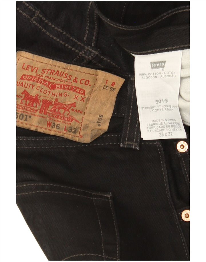 Levi's Herren 501 Straight Jeans W36 L32 Schwarze Baumwolle