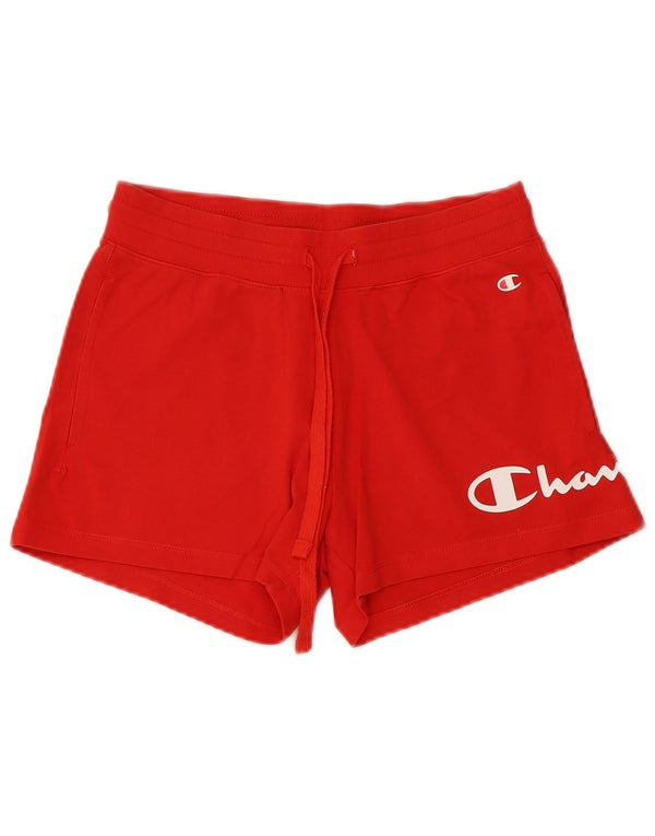 Champion Womens Graphic Sport Shorts UK 6 XS Rote Baumwolle