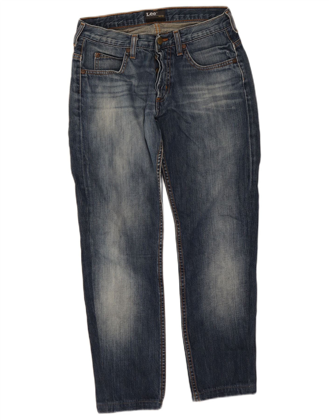 Lee Herren Knox Cropped Jeans W28 L25 Marineblaue Baumwolle