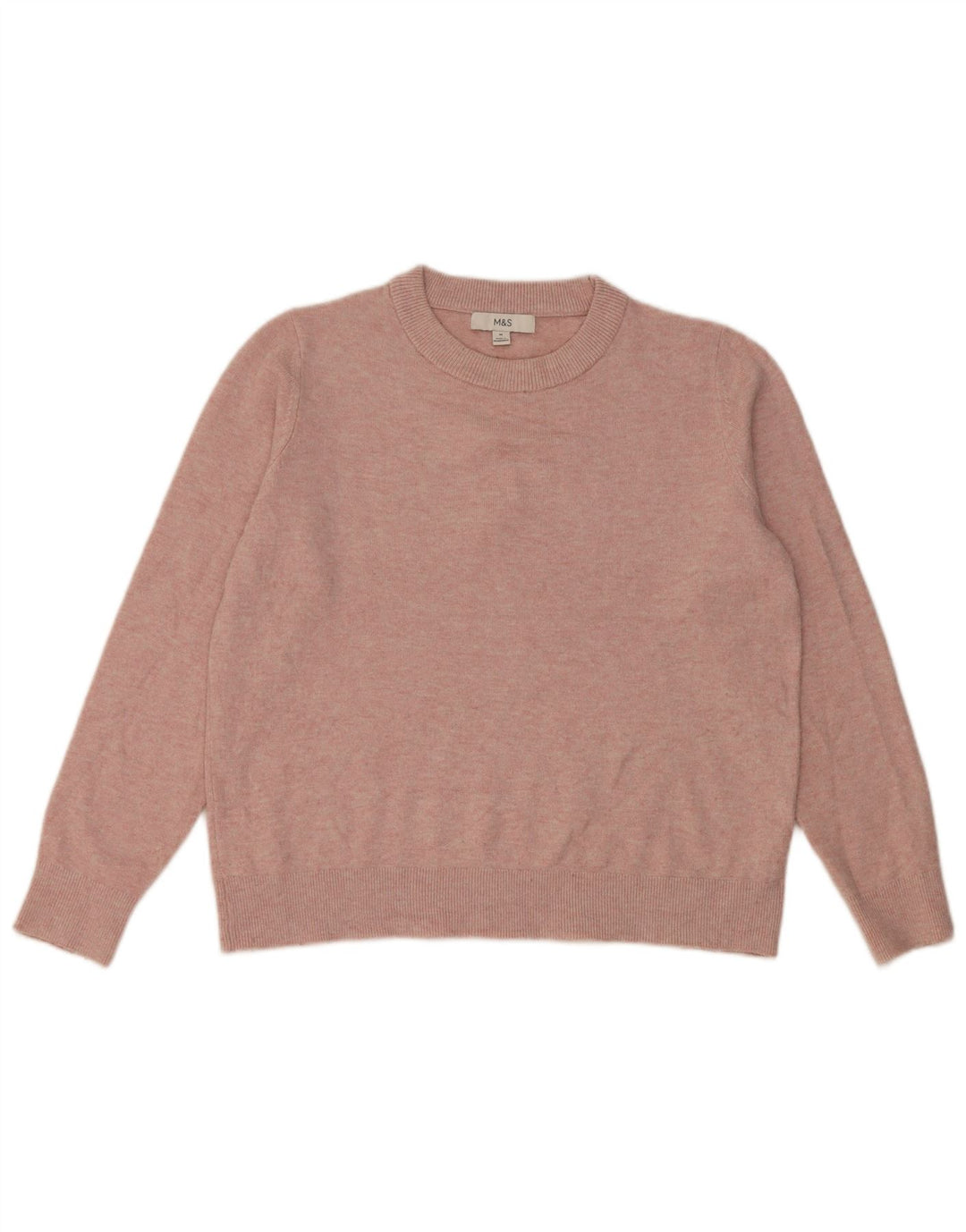 Marks & Spencer Damen-Pullover mit Rundhalsausschnitt, UK 14, Mittelrosa, Polyester