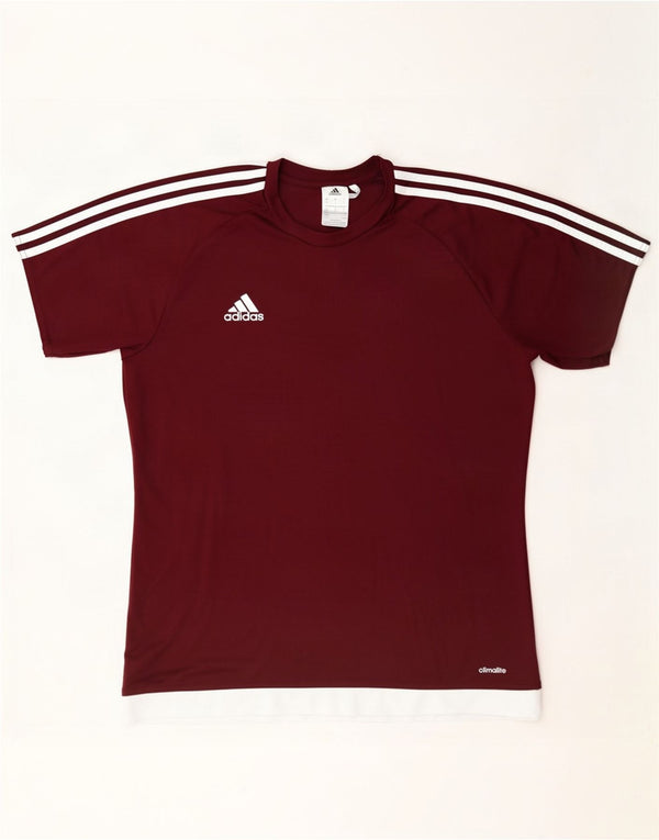 Adidas Herren Climalite T-Shirt Top Large Burgunderrot Colourblock Polyester