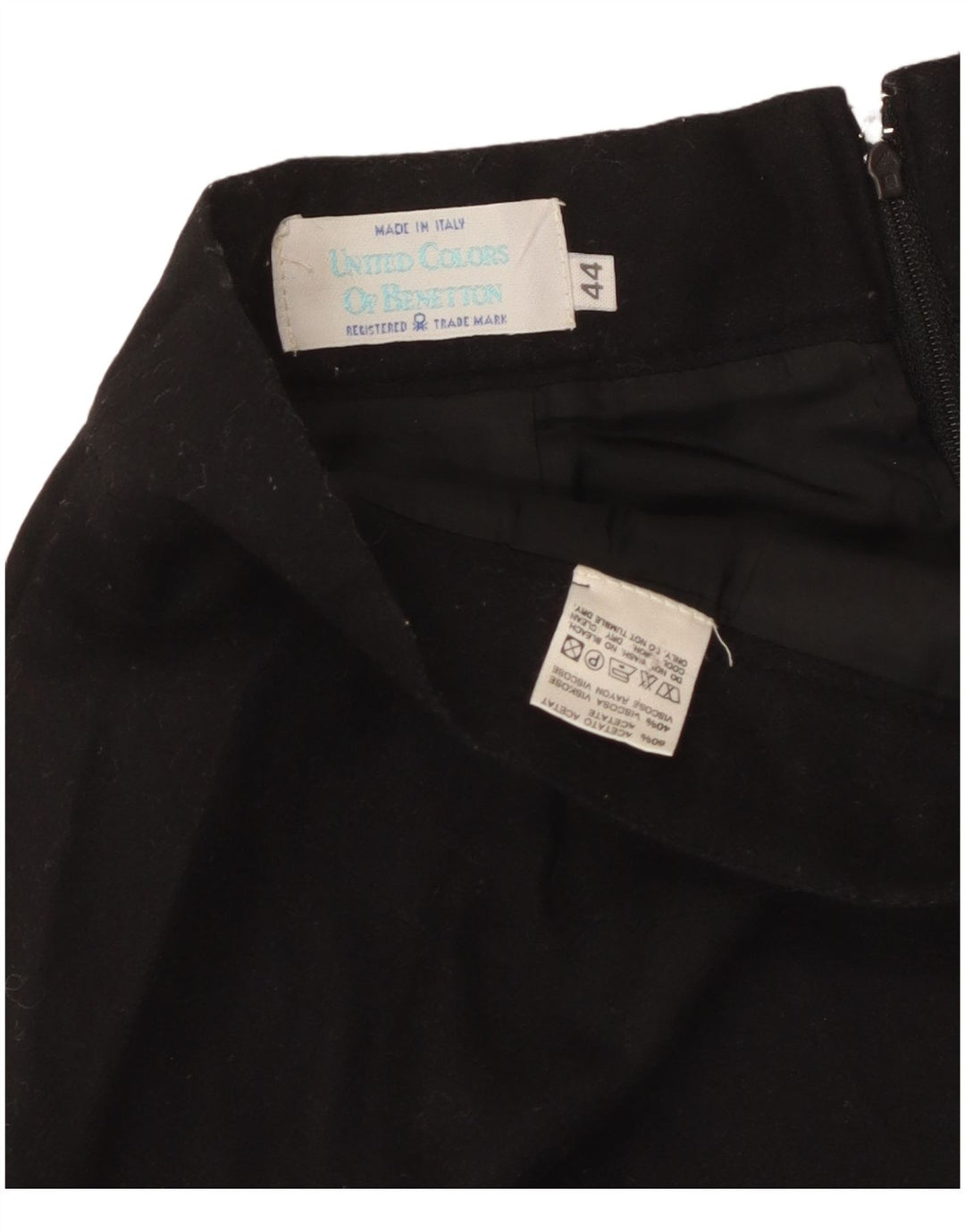 Benetton Damen Bleistiftrock IT 44 Medium W28 Schwarz Acetat