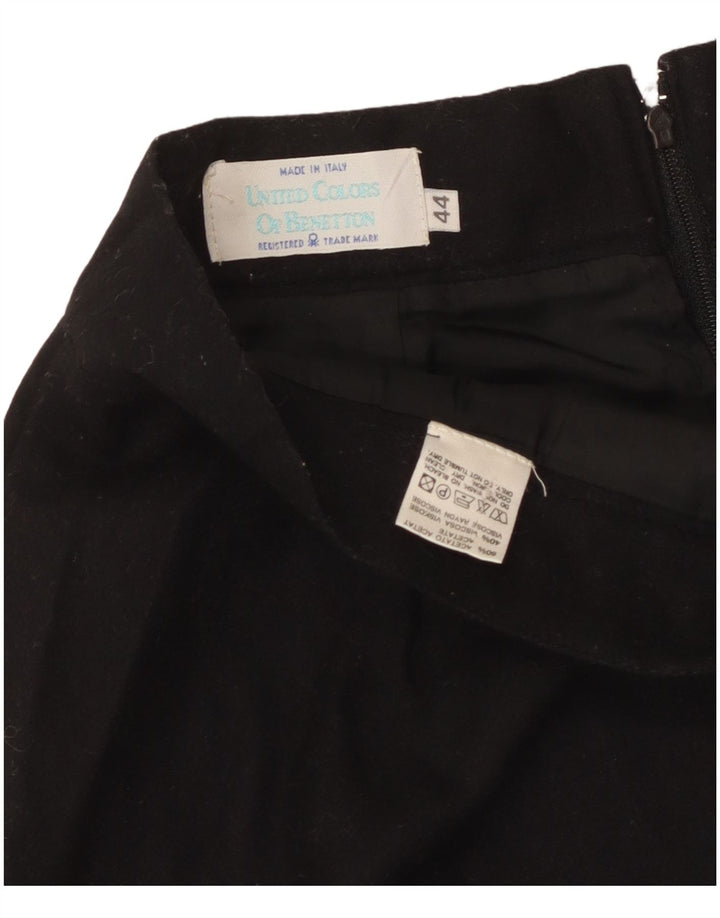 Benetton Damen Bleistiftrock IT 44 Medium W28 Schwarz Acetat