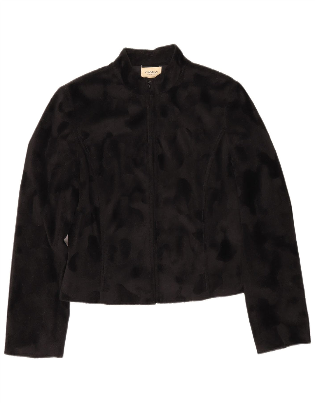 MOTIVI Damen Crop Fleece Jacke IT 44 Mittelschwarzes Polyester mit Animal-Print