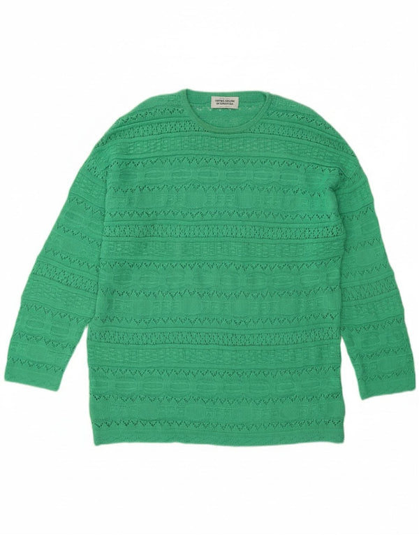 Benetton Damen Longline-Pullover mit Rundhalsausschnitt, Gr. 10, Größe S, Grün
