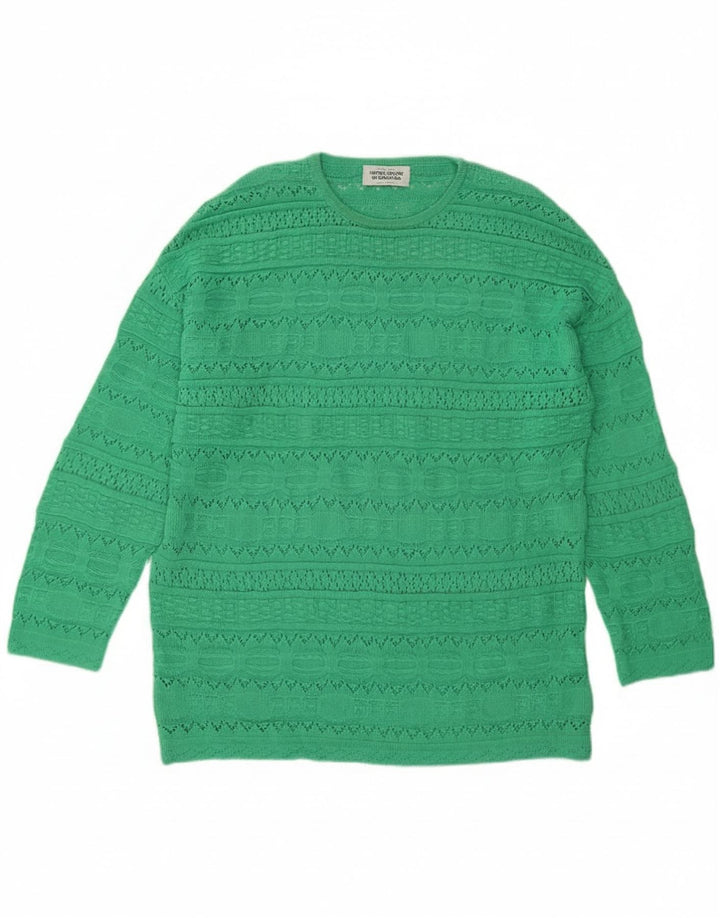 Benetton Damen Longline-Pullover mit Rundhalsausschnitt, Gr. 10, Größe S, Grün