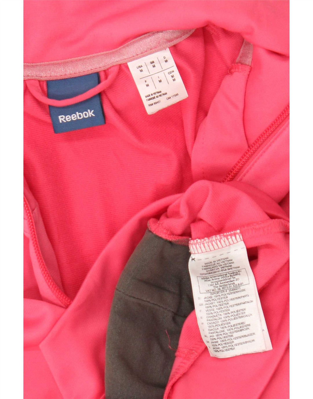 Reebok Damen-Trainingsanzug-Top-Jacke, UK 14, mittelrosa, gestreift, Polyester