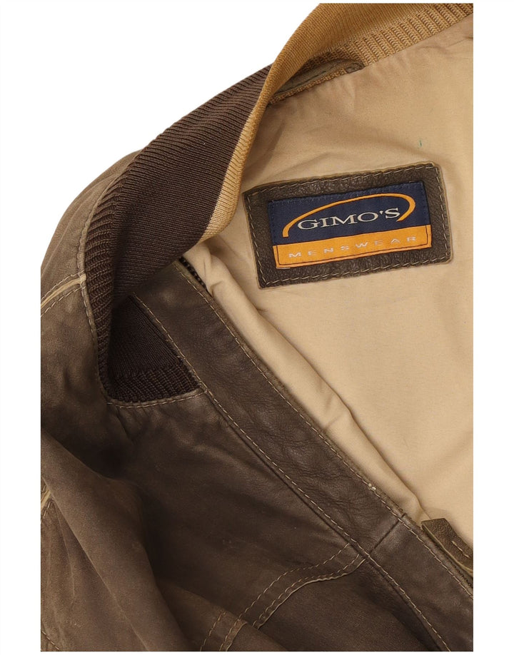 Gimo's Herren Leder Bomberjacke UK 40 Large Braun