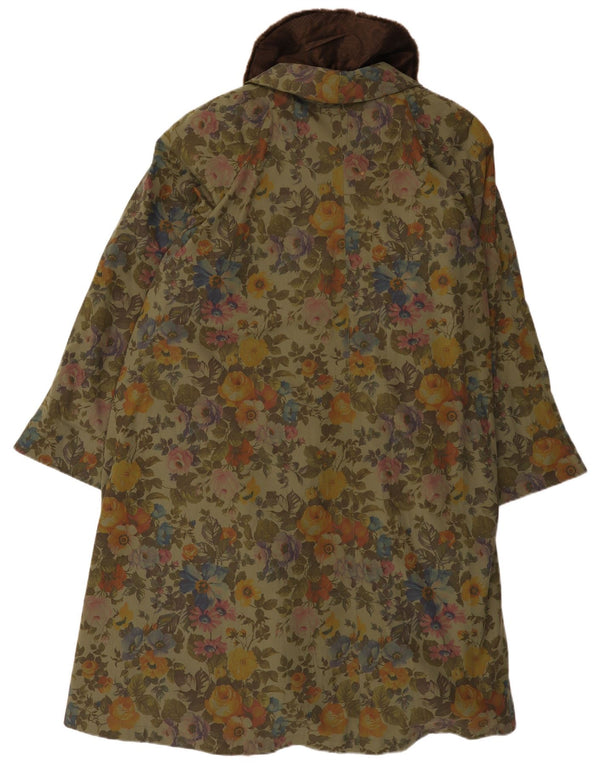 Vintage Damen Mantel UK 18 XL Grün geblümt