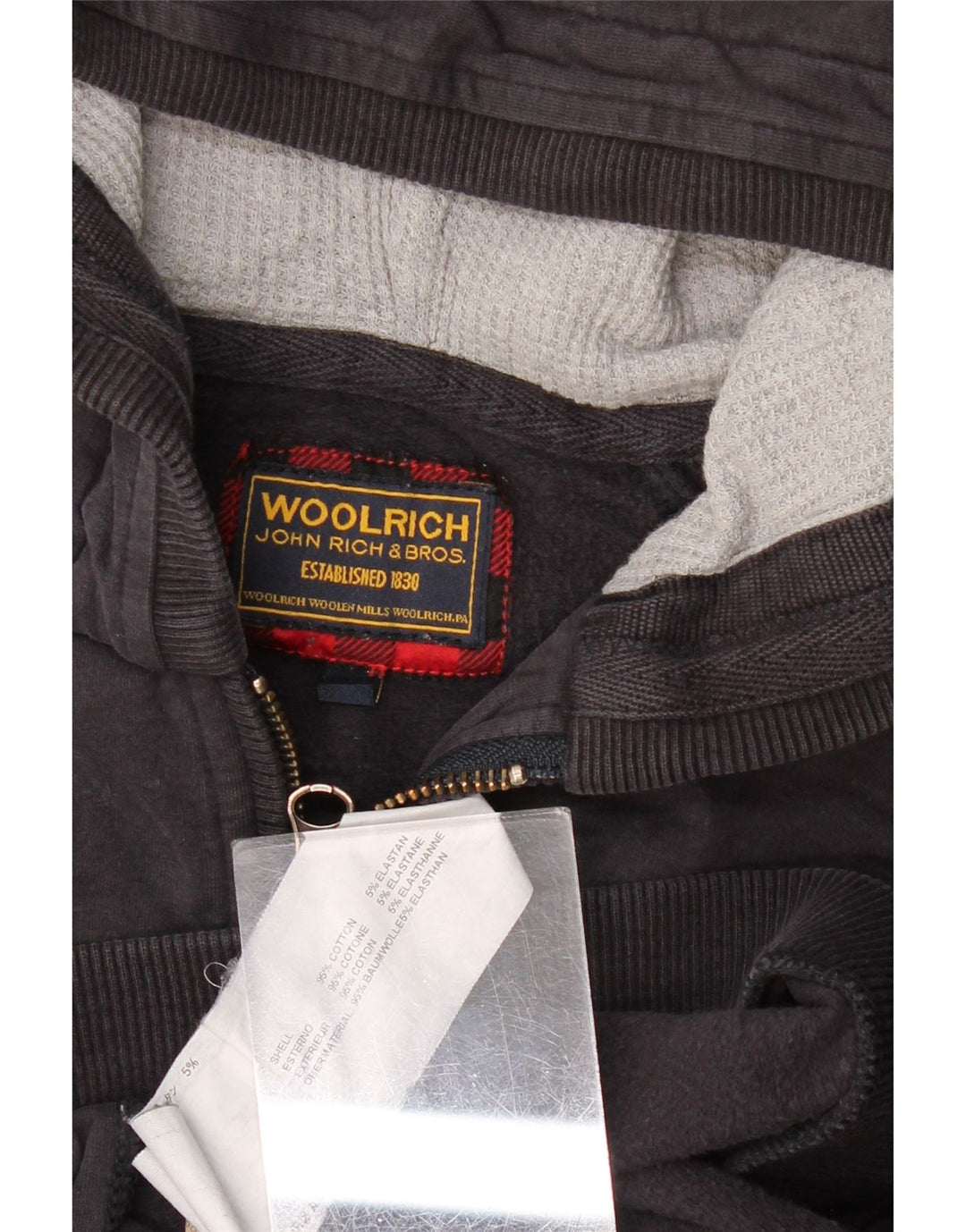 Woolrich Damen-Kapuzenpullover mit Reißverschluss, UK 12, mittelschwarz, Baumwolle
