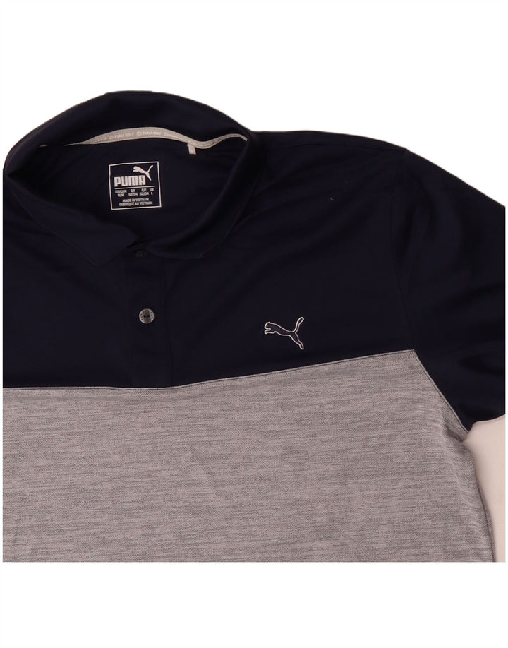 PUMA Herren-Poloshirt, groß, marineblau, Farbblock-Polyester