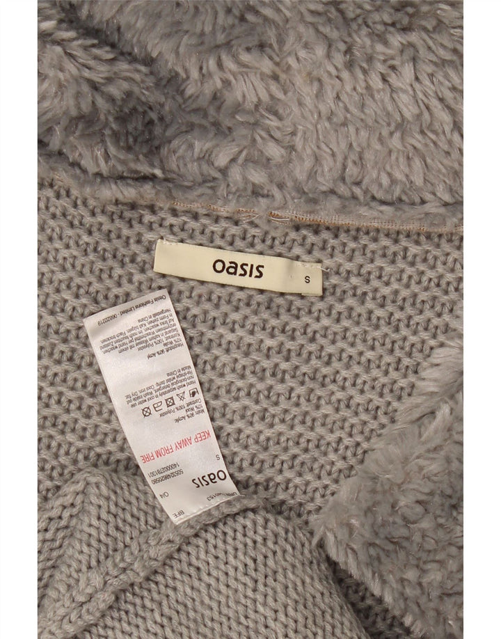 OASIS Damen Asymmetrischer, offener Cardigan-Pullover, Gr. 10, Small, Grau, Acryl