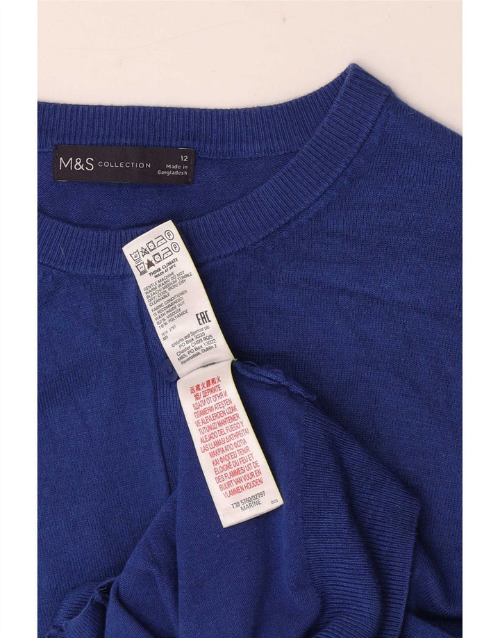 Marks & Spencer Damen Crop Cardigan Pullover UK 12 Mittelblaue Viskose