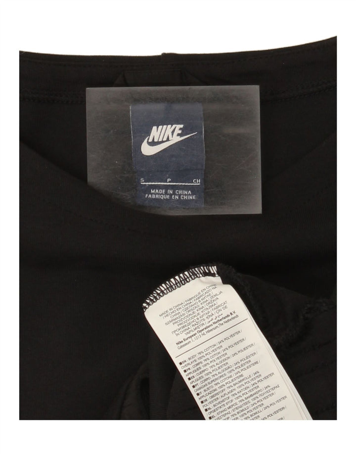 Nike Damen Crop Sweatshirt Pullover UK 10 Small Schwarz Baumwolle