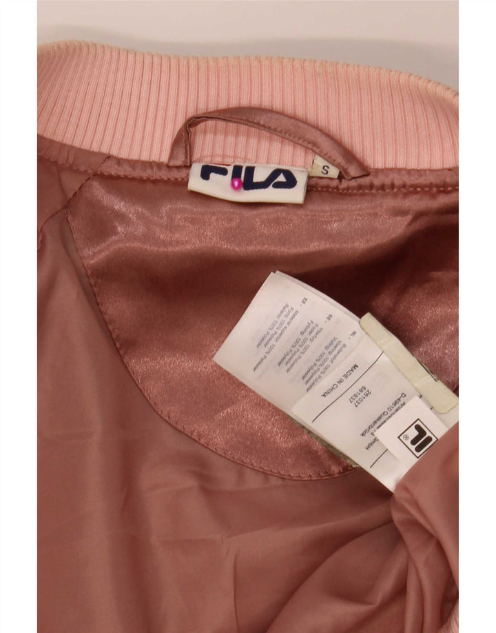 Fila Womens Graphic Übergroße Bomberjacke UK 10 Small Pink Polyester