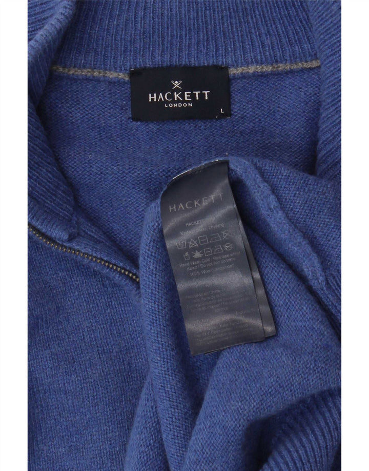 Hackett Herren-Pullover mit Reißverschluss am Hals, große blaue Wolle