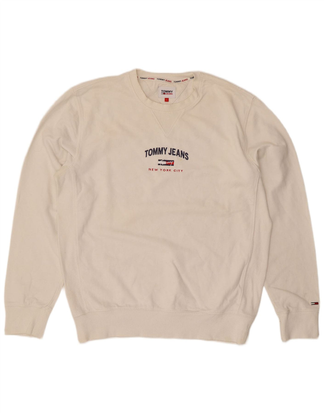 Tommy Hilfiger Herren-Sweatshirt mit Grafik, reguläre Passform, Größe L, Weiß