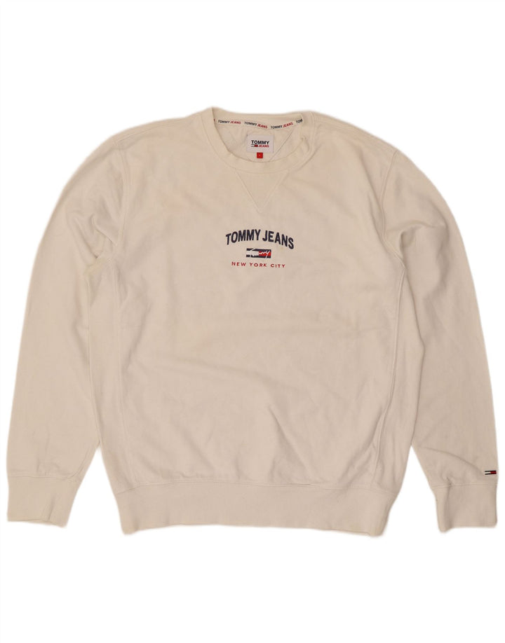 Tommy Hilfiger Herren-Sweatshirt mit Grafik, reguläre Passform, Größe L, Weiß