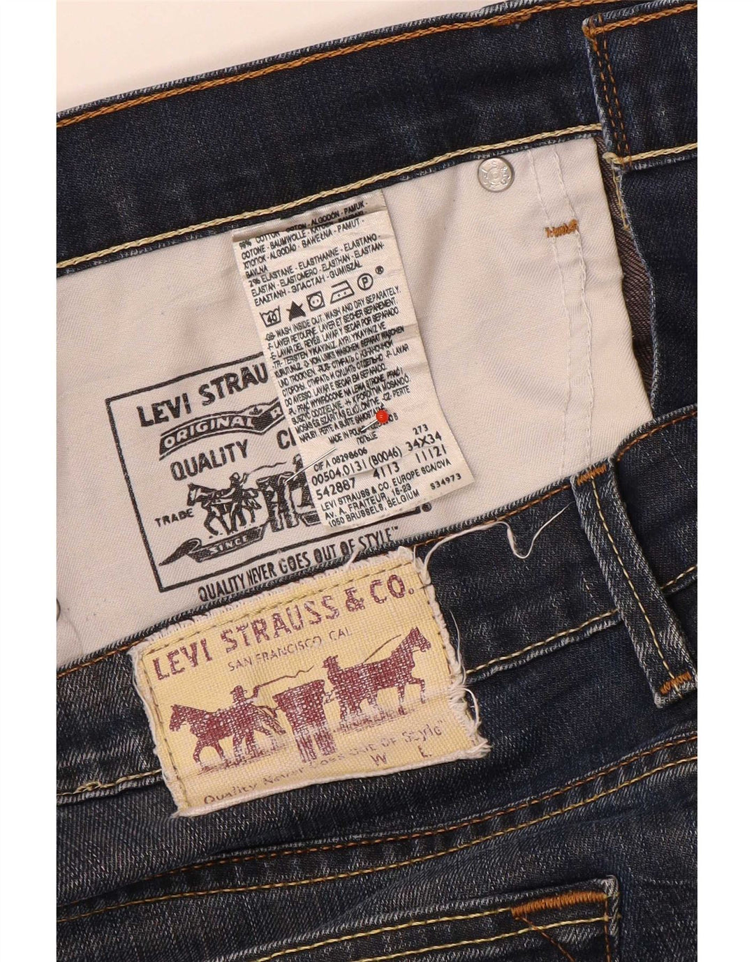 Levi's Herren Straight Jeans W34 L29 Blaue Baumwolle
