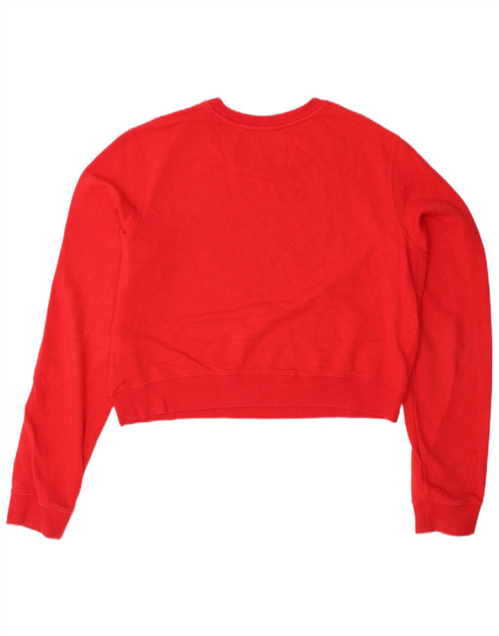 CALVIN KLEIN JEANS Damen Crop Sweatshirt Pullover UK 16 Große rote Baumwolle