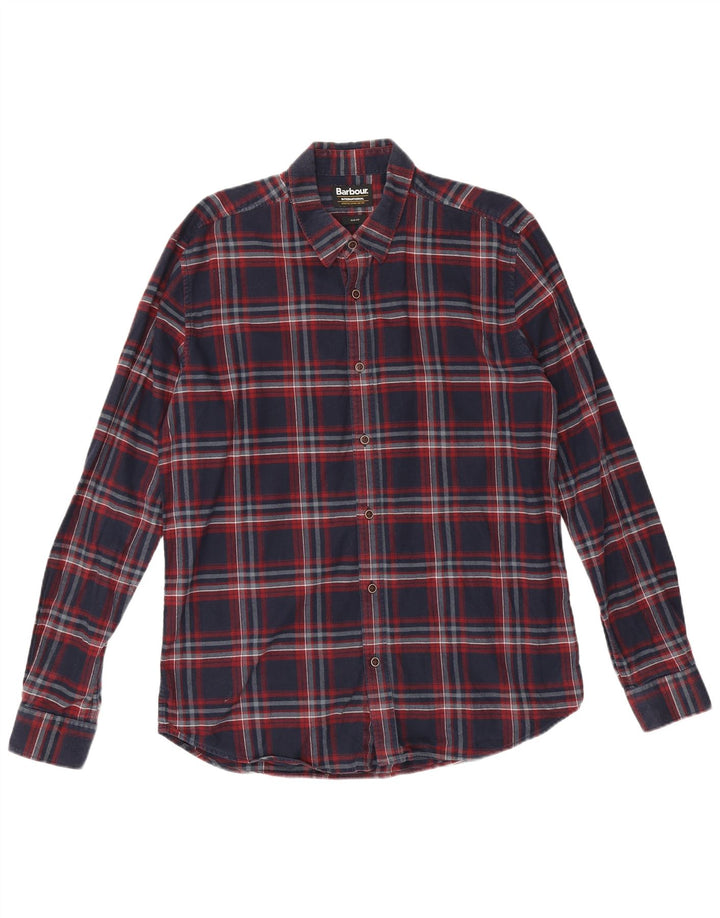 Barbour Herren-Flanellhemd mit schmaler Passform, groß, marineblau, kariert, Baumwolle