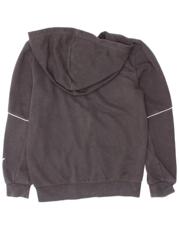 Puma Jungen Kapuzenpullover mit grafischem Reißverschluss, 9–10 Jahre, schwarze Baumwolle