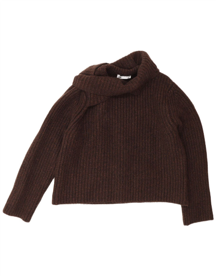 Übergroßer Rollkragenpullover für Damen von Zara, Gr. 10, Größe S, braune Wolle