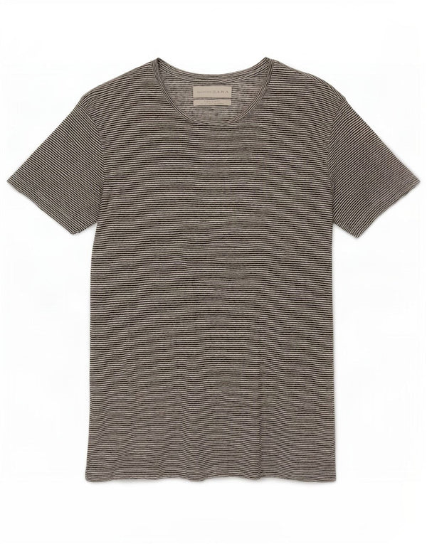 Zara Herren T-Shirt Top Small Weiß Gestreiftes Leinen
