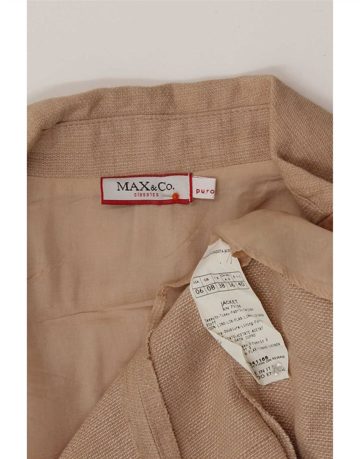 Max & Co. Damen-Blazerjacke mit 3 Knöpfen, Gr. 8, klein, rosa Leinen