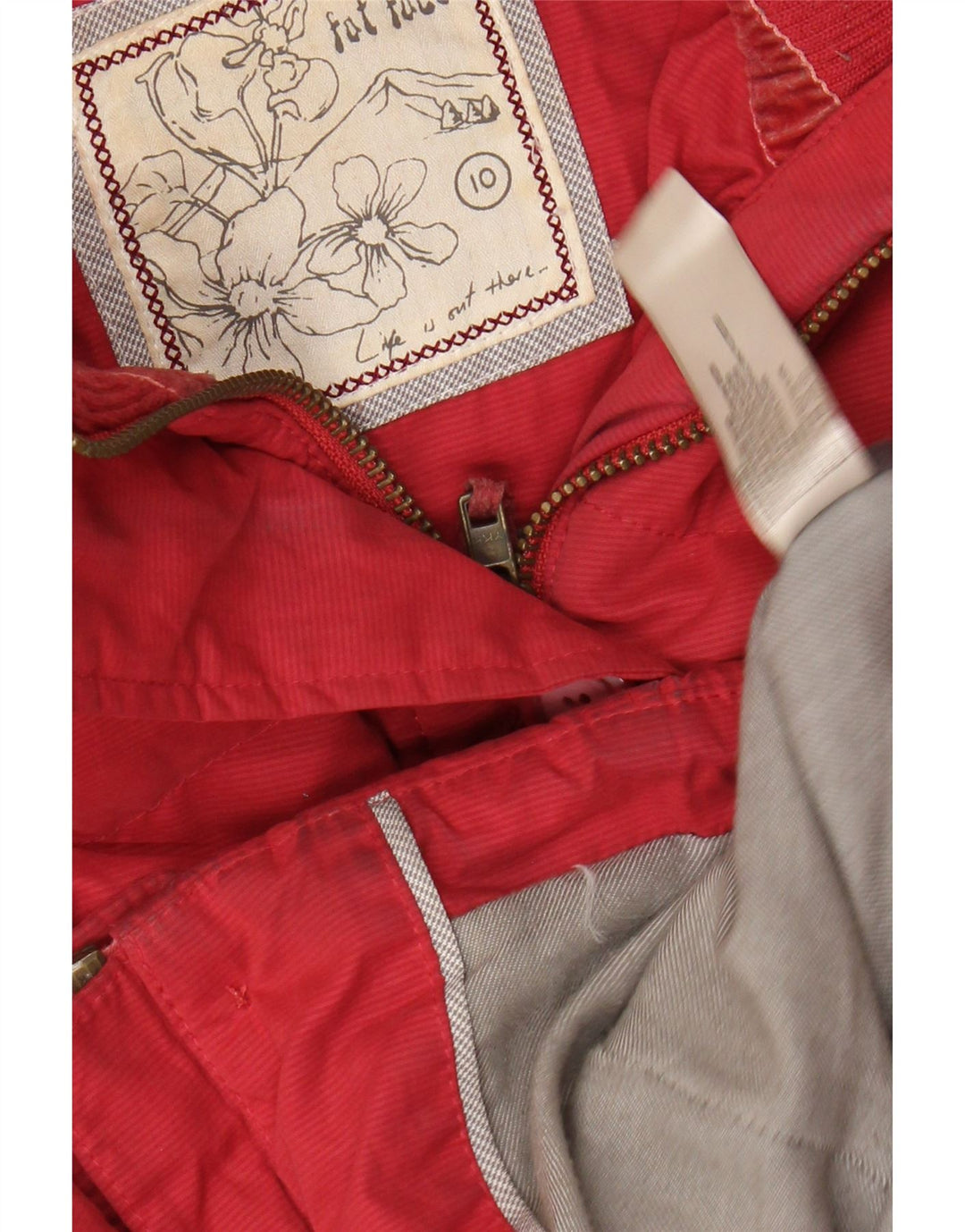 FAT FACE Wattierte Damenjacke mit Kapuze, UK 10, Größe S, Rot, Polyester