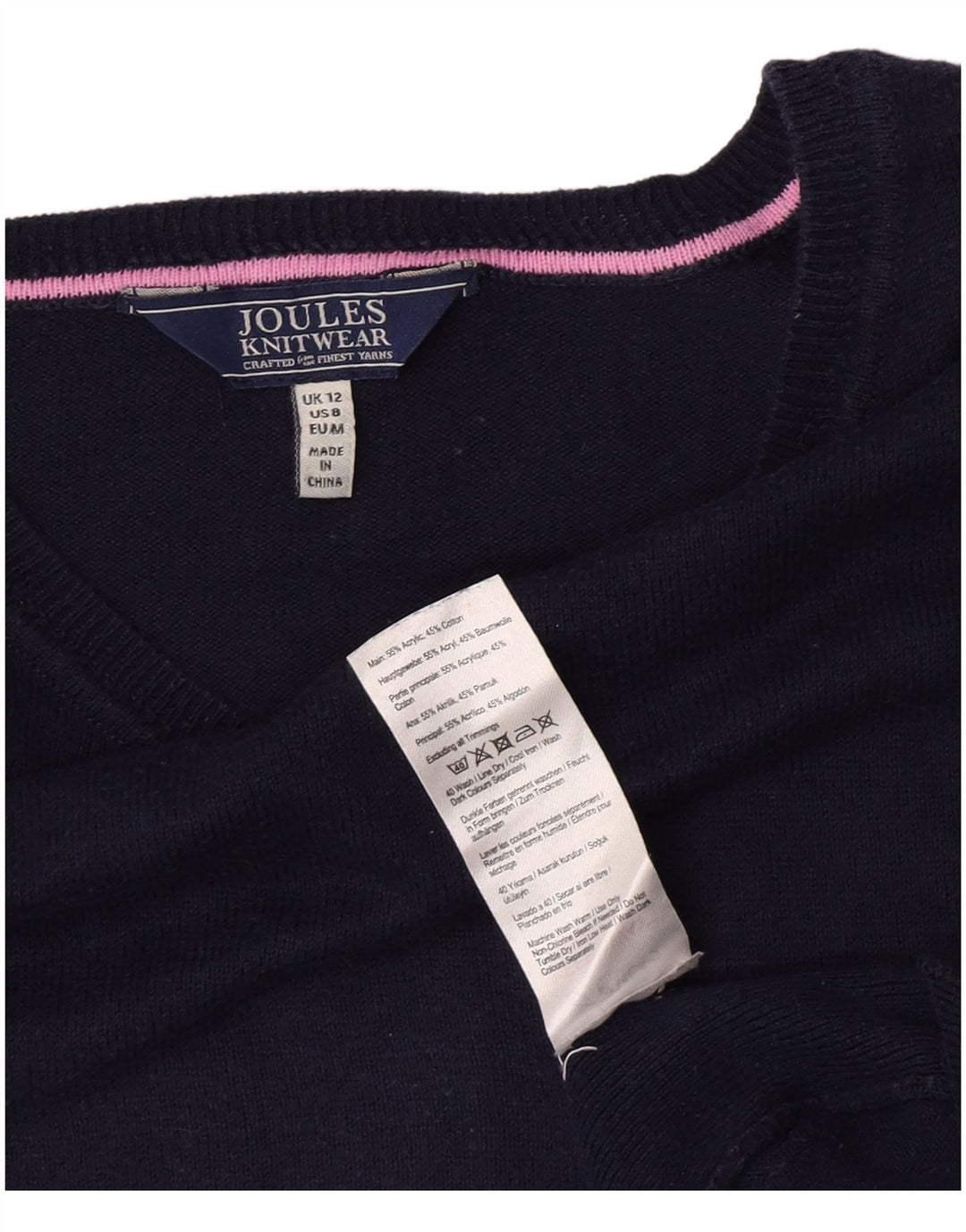 Joules Damen-Pullover in Übergröße mit U-Boot-Ausschnitt, Gr. 12, mittleres Marineblau