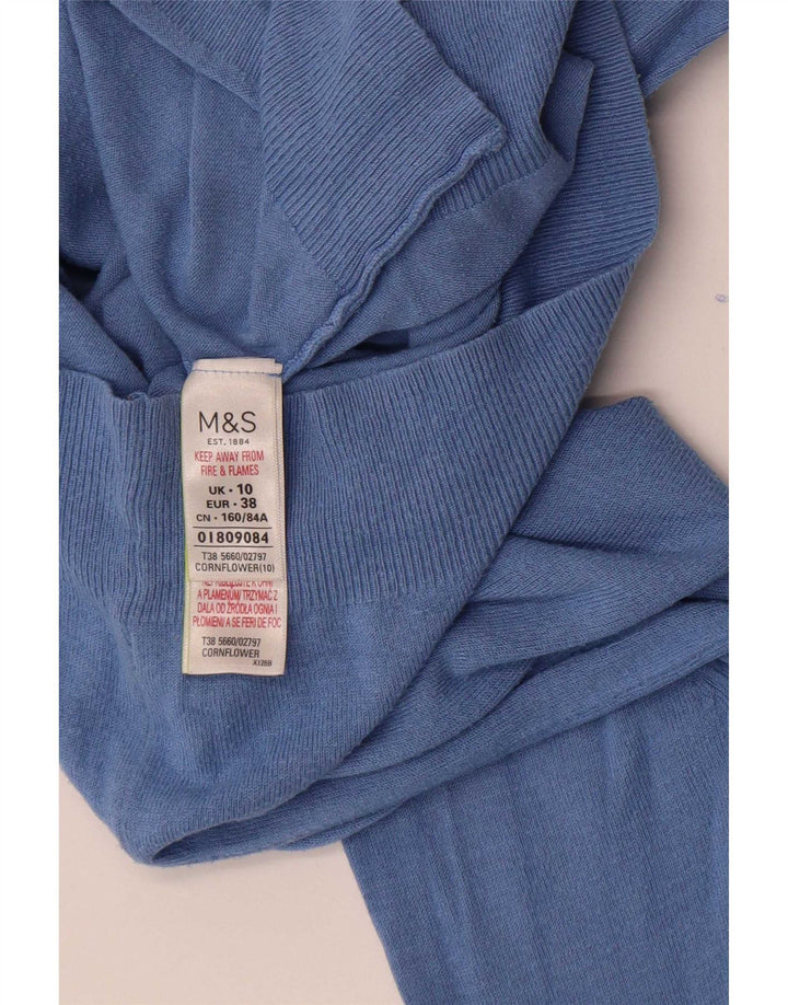 Marks & Spencer Damen Crop Cardigan Pullover UK 10 Small Blaue Viskose