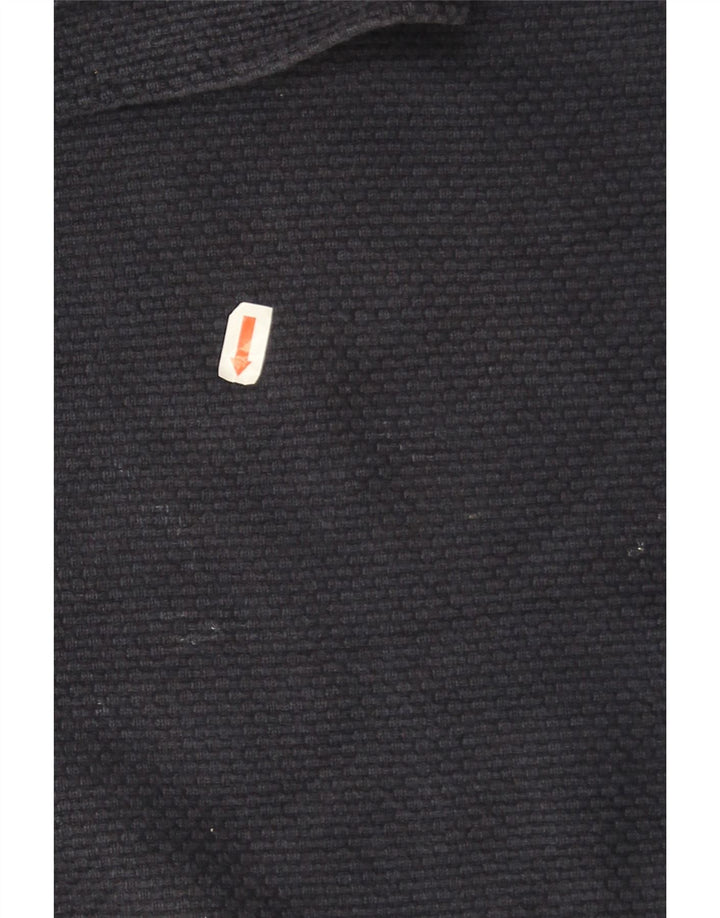 Massimo Dutti Herren-Pullover mit Knopfkragen, 2XL, marineblaue Baumwolle
