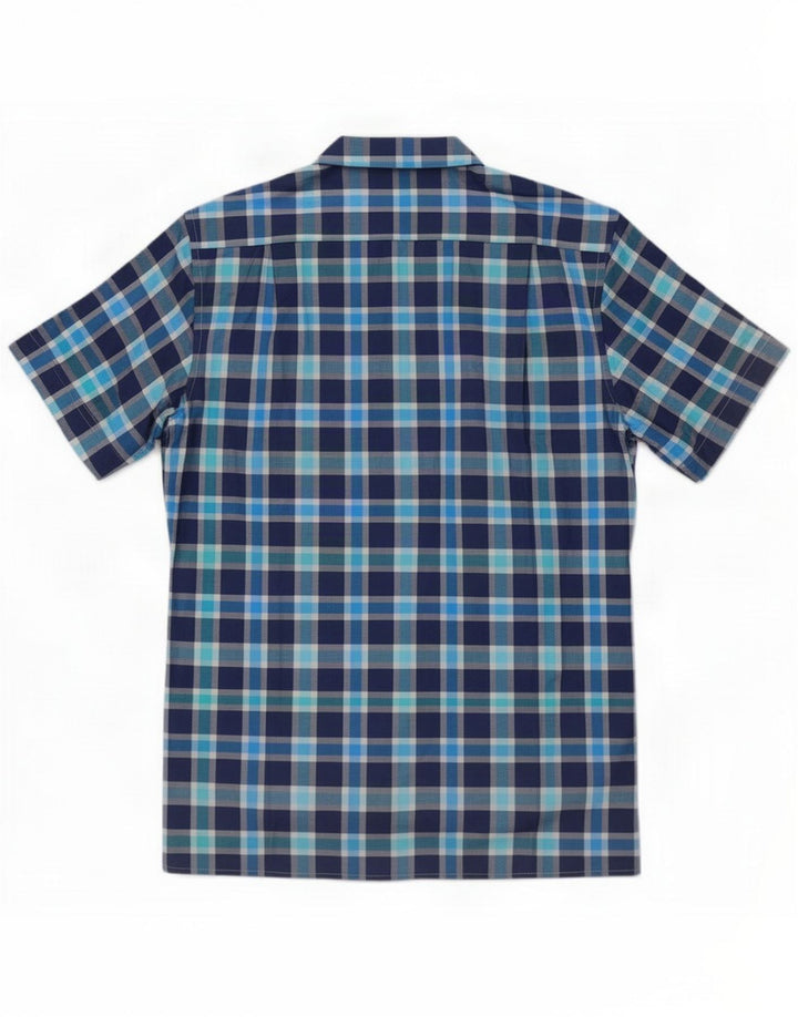 Vintage Herren Kurzarmhemd Large Blue Check