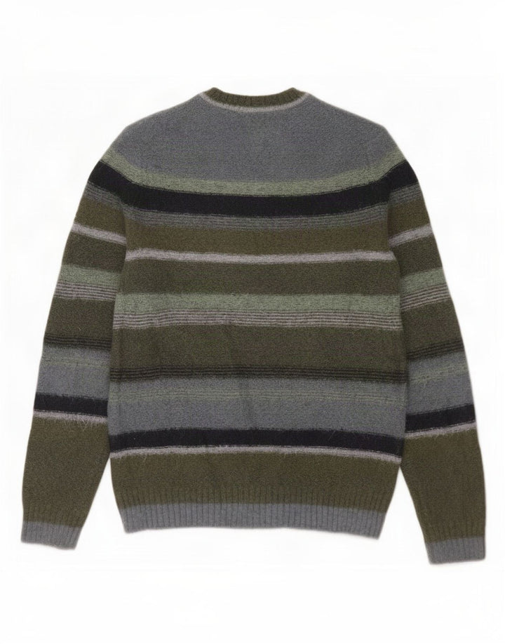 Marks & Spencer Herren-Pullover mit Rundhalsausschnitt, Mittelkhaki gestreift