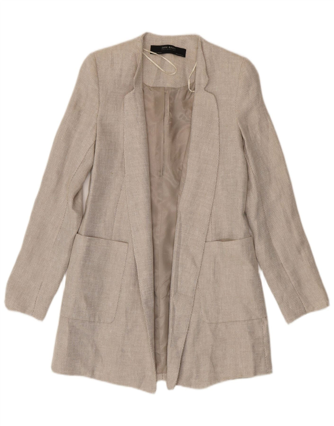 Zara Womens Open Overcoat UK 10 Small Beige Leinen