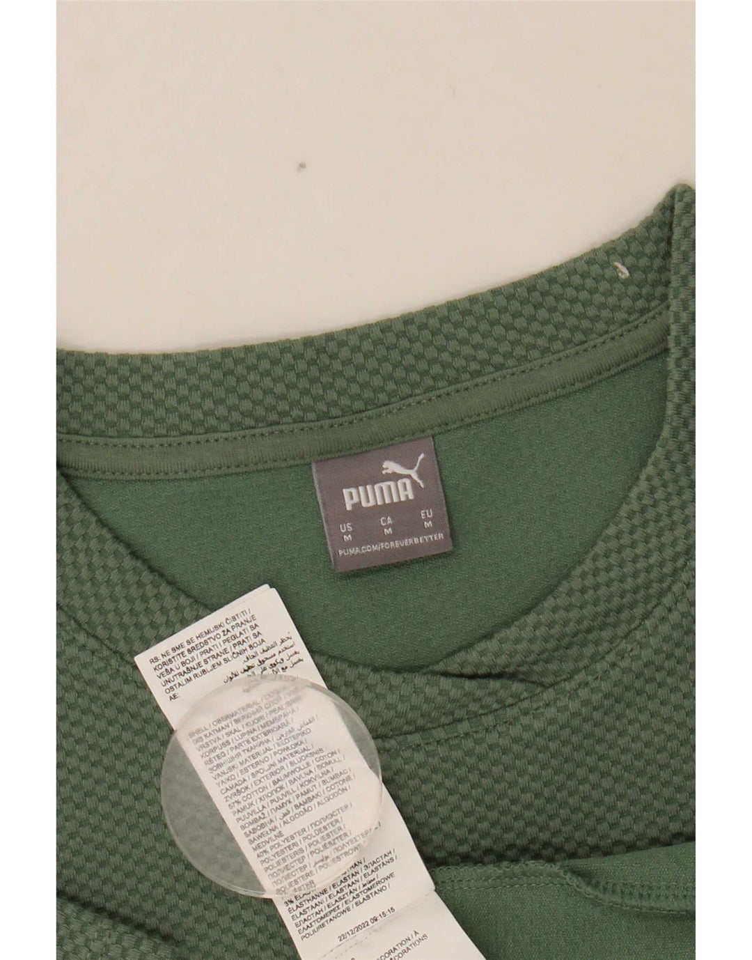 Puma Damen T-Shirt Top UK 12 Mittelgrün Baumwolle